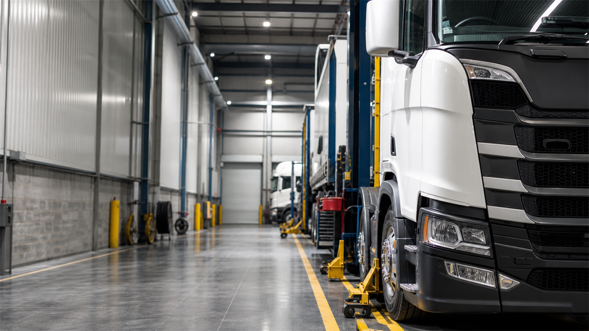 White truck cab in the Great Truck Repairs service bay